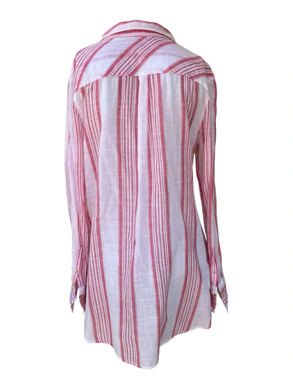 Merona Women's Pink Striped Long Sleeve Tunic Blouse – Size XL